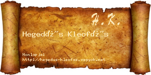 Hegedűs Kleofás névjegykártya